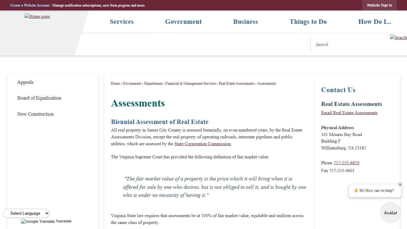 Assessments | James City County, VA